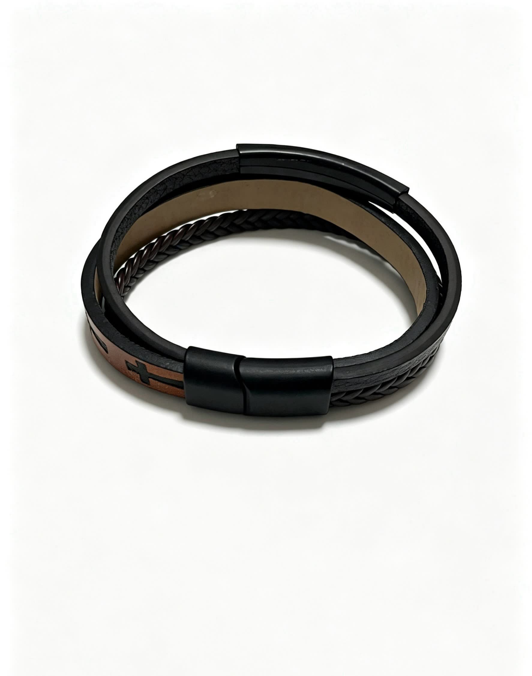 Chrome Hearts Men's Leather Bracelet with Cross Design